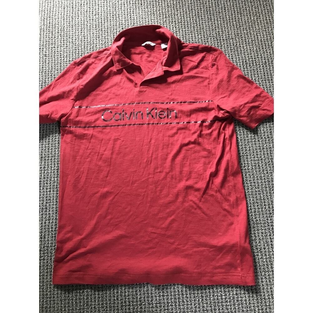 Calvin Klein Mens Medium‎ Red Polo Shirt EUC
